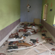 The vandalised clubhouse at Harishpur, Basirhat.